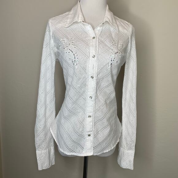 Vanity White Western Snap Front Shirt Sz Small - Picture 1 of 8